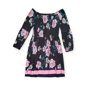 Lane Bryant Floral Off-Shoulder Dress - Black with Pink and Yellow